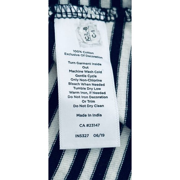 TALBOTS EMBROIDERED THISTLE STRIPE TEE Cotton Blue White Size XL/P - Picture 9 of 9